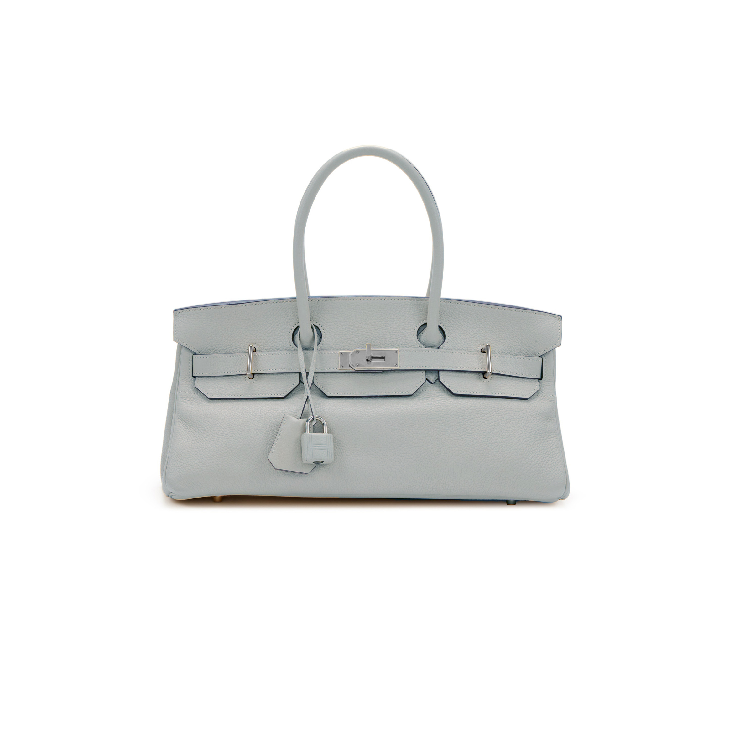 H**mes master shoulder birkin 42 pearl grey silver buckle bag 78603232 (42*21*16cm)